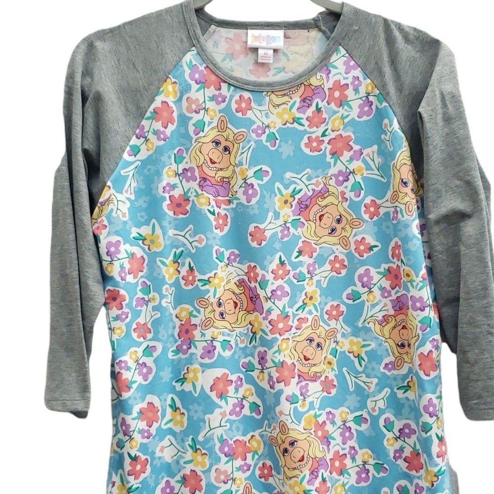 Lularoe Miss. Piggy baseball reglan round neck 3/4 sleeve shirt NWT Size Medium